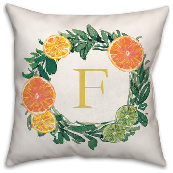 F Monogram Citrus 18x18 Indoor / Outdoor Pillow