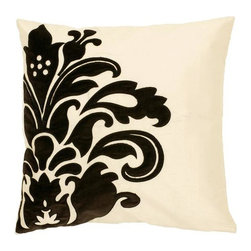 Cream and Ebony Square Pillow by Surya - Decorative Pillows