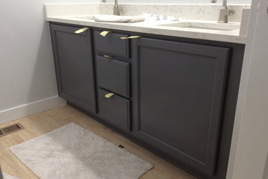 Inspiration for a mid-sized modern bathroom remodel in Denver with gray cabinets