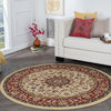 Victoria Transitional Oriental Beige Round Area Rug, 5' Round