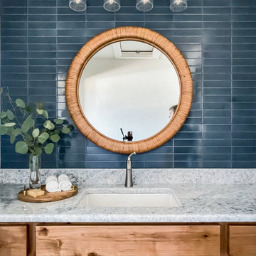 Quick Ship Nautical Blue Bathroom Backsplash