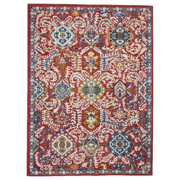Nourison Passion 5'3" x 7'3" Red Multi Colored Rustic Indoor Rug Polypropylene