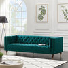 Clodine Mid-Century Tufted Tight Back Velvet Upholstered Sofa in Turquoise