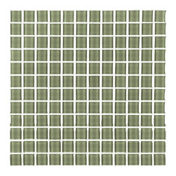 GBM Manufacturing - Metro 1"x1" Glass Square Mosaic Tile,Glossy Jade Green, Set of 11 - Mosaic Tile