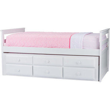 Ballina Wood Twin Captains Bed with Trundle in White