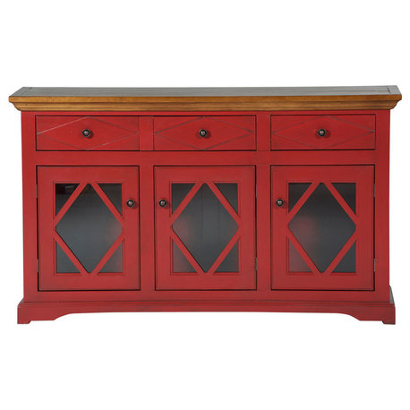 Eagle Furniture 55" Shelter Bay Credenza Console, Burnt Cinnamon Base, Concord C