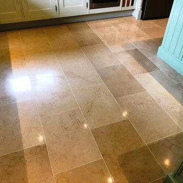 Pitted Jerusalem Limestone Floor Renovated in Twyford