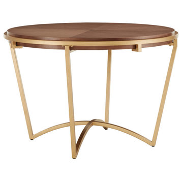 Lucian Natural Finish Dining Table With Gold Metal Base