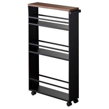 Tower Rolling Slim Storage Cart With Handle, Black