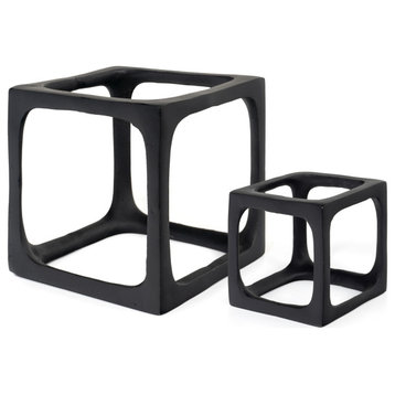 Selena Black Decorative Cube Sculptures, Set of 2