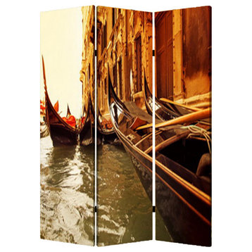 48" X 72" Multi Color Wood Canvas Venice  Screen