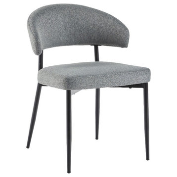 Walker Edison 18.88" Upholstered Metal Dining Chair in Charcoal (Set of 2)