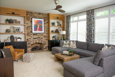 Family room - modern family room idea in Charlotte