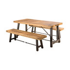 GDF Studio Rosario Outdoor 3-Piece Acacia Wood Picnic Dining Set