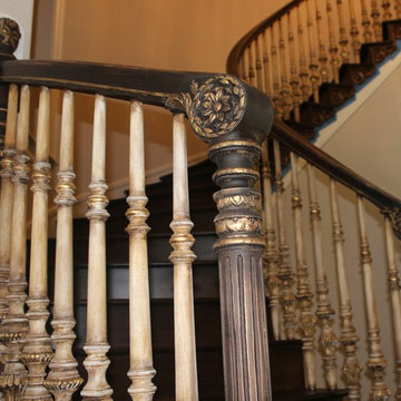 Grand hand-carved wooden staircase