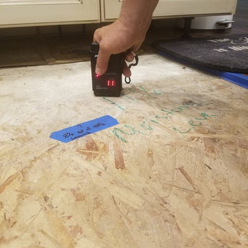 Floor resand and install of walnut wit 5"&4" planks on Bostic floor adhesive