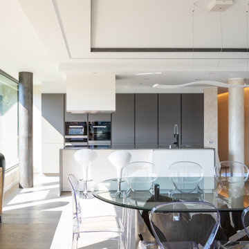 Modern Kitchen With Transparent Chairs and Table, Modern House, Remodeling Ideas