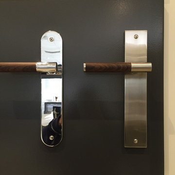 Polished Chrome and satin nickel with wood effects lever