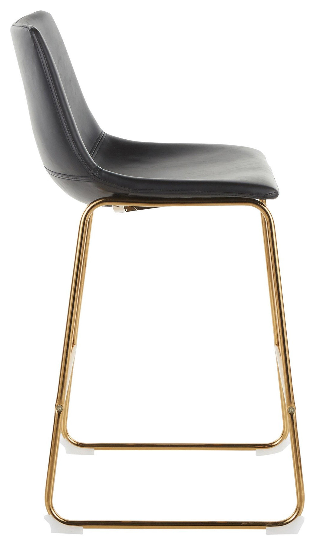Duke Counter Stool, Set of 2, Gold Metal, Black PU