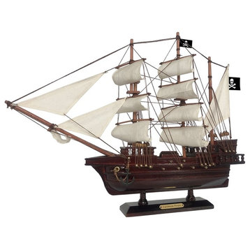 Wooden Caribbean Pirate White Sails Pirate Ship Model 20'' - Boat Decor - Model