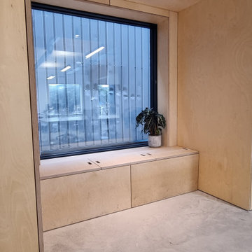 Large plywood service wall made for CITU Leeds headoffice.