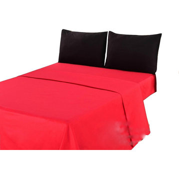 Tache Bed Sheet Set, 4-Piece, Vibrant Red and Black, Full