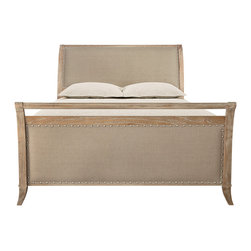 Addison Natural Queen Upholstered Bed with High Footboard - Beds