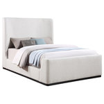 Meridian Furniture - Oliver Boucle Fabric Upholstered Bed, Cream, Queen - Make a bold statement with this stunning Oliver queen-size bed from Meridian Furniture. Its contemporary design is comprised of rubber wood with a solid wood black wire brush finish, upholstered with rich cream boucle fabric, giving it an elegant appearance. A high headboard gives the bed a contemporary design, which fits any bedroom space. Add multicolored pillows and blankets for a unique touch that contrasts with the cream boucle fabric.