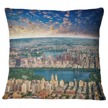 Aerial View of Central Park Landscape Photography Throw Pillow, 18"x18"