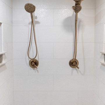 Contemporary Farmhouse Primary Bath + Closet Remodel Olathe, KS