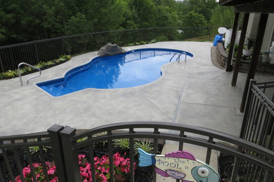 Pool - traditional backyard custom-shaped pool idea in Cincinnati