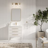 Celios Bathroom Vanity, White With Brass Trim, 30", Single Sink, Freestanding