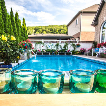 Rectangle Pool with Water Feature in Grimsby