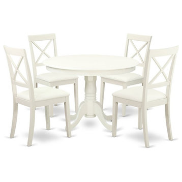 Atlin Designs 5-piece Wood Dining Table Set in Linen White