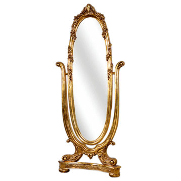 Faria Oval Standing Mirror, Gold
