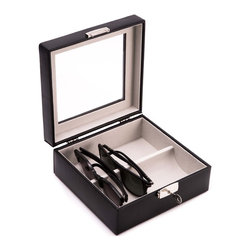 Black Leather Multi Eyeglass Case - Storage Bins And Boxes