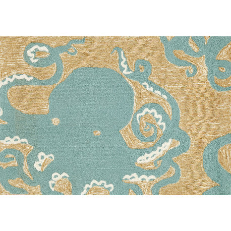 Frontporch Octopus Indoor/Outdoor Rug Aqua 2'6x4'