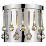 Z-Lite - Oberon 3 Light Flush Mount, Chrome - Elegant d�cor works from floor to ceiling, and this three-light flush mount fixture offers a prime example. Enjoy the fresh contemporary ambiance of shiny chrome finish steel dotted with droplets of crystal glass, and place it in a low-ceiling environment for an optimal effect.