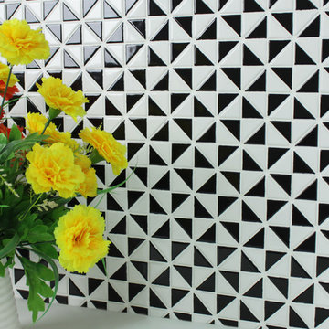 Triangular Windmill Pattern Porcelain Mosaic Tile, Wall Backsplash Decor