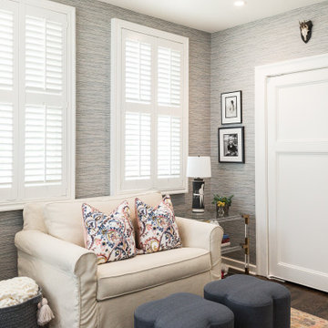 Grasscloth Wallcovering in a Guest Room in a Historic Home