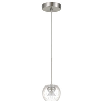 Brushed Steel Metal/Glass Ithaca, Pendant, Up-1123