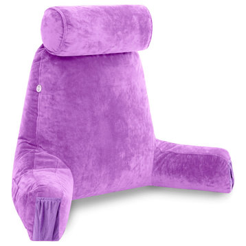 Medium Husband Pillow Light Purple Reading Pillow, Removable Neck Roll and Cover