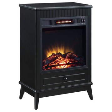 Electric Fireplace Infrared Heater With 1 Drawer, Black