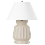 TroyCSL - 1-Light Table Lamp, Ceramic Unglazed Gray - Selma features a fluted, scalloped base in a Ceramic Unglazed Grey for a look that feels both artisanal and architectural. The unglazed finish and tapered off-white linen shade add to the natural, earthy quality. With its clean lines and organic aesthetic, this lamp adds a chic mid-century style to any table.