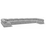 Meridian Furniture - Ames Boucle Fabric U-Shaped Modular Sectional, Grey, 9-Piece: 7 Armless Chair, 2 Corner Chair - Introduce a touch of modern sophistication to your living area with the exquisite Ames Boucle Fabric Sectional. With plush grey boucle fabric and unique design, it will elevate the visual appeal of your living space. This elegant and captivating sectional can be mixed and matched with other pieces from the collection to create an endless array of stunning looks. So, get ready to transform your living area into an inviting and stylish haven with the Ames Boucle Fabric Sectional.