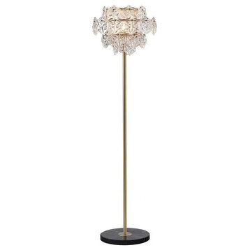 Dübendorf | Nordic Luxury Crystal LED Floor Lamp With Marble Base, Black