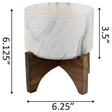 5" Marble Finish Ceramic On Wood Stand