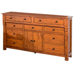 Sunny Designs - Sedona Dresser - The Sedona 9-Drawer 2-Door Dresser stores clothing, linens and other belongings in handsome style. Crafted from oak with a warm rustic finish, this piece adds instant character to your design. Rustic hardware and carved details complete the look. Traditional country style finds new life in this modern heirloom piece from the Sunny Designs, Inc. collection.