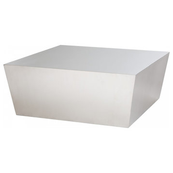 Cube Stainless Steel Coffee Table by Nuevo Living, Brushed Stainless Steel