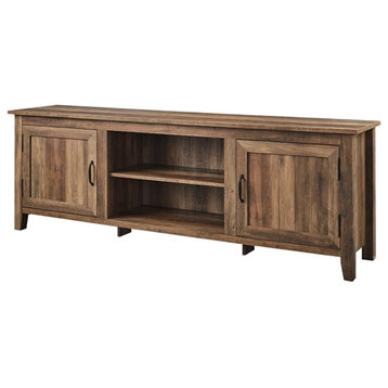 70" Farmhouse TV Stand Console with Side Grooved Doors in Rustic Oak